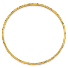 Sterling Silver Gold-tone Diamond Cut Slip-on Bangle QB1089