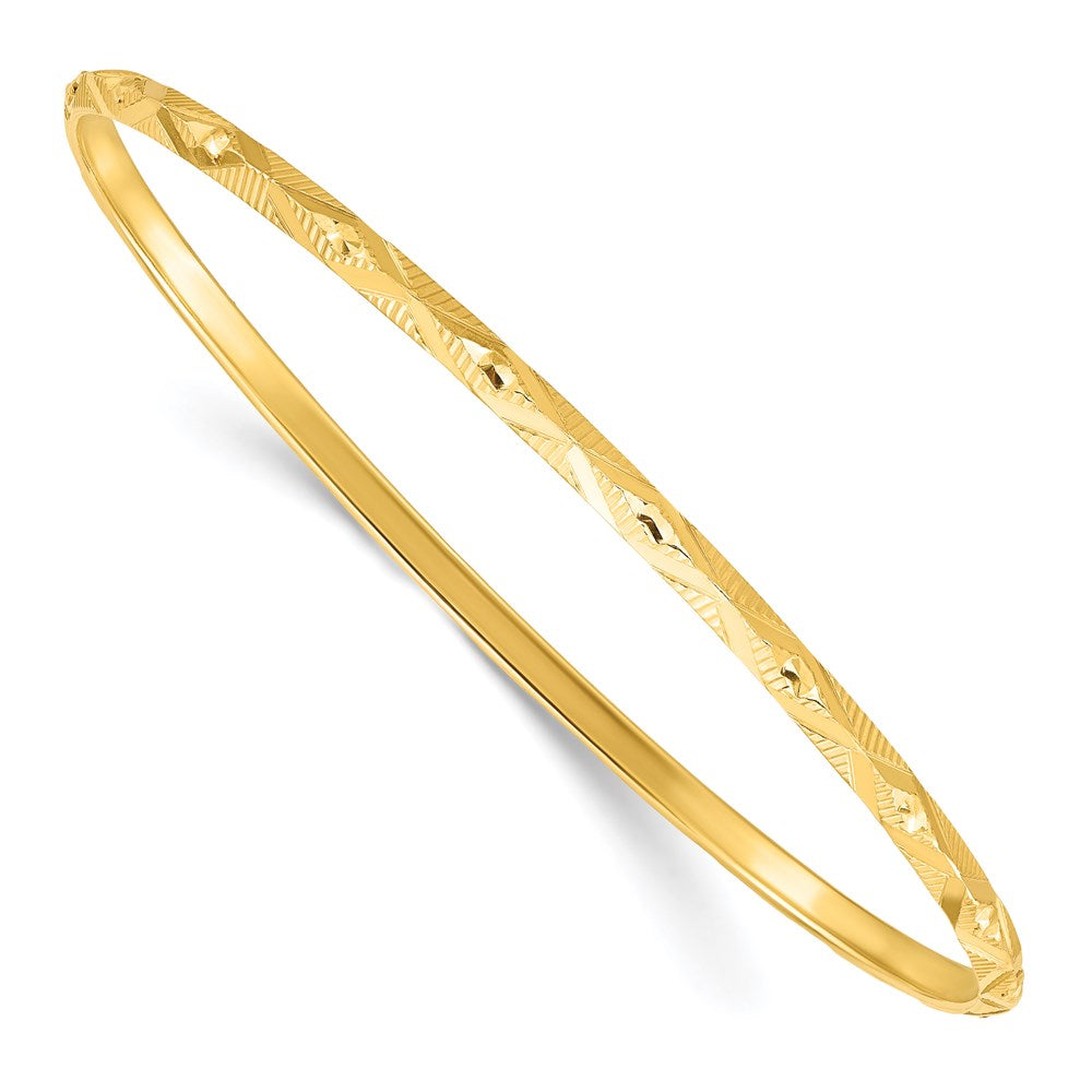 Sterling Silver Gold-tone Diamond Cut Slip-on Bangle QB1089