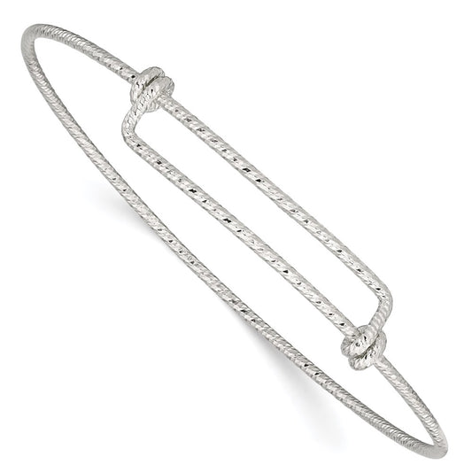 Sterling Silver Polished D/C 1.65mm 8-9.5in Expandable Bangle QB1106