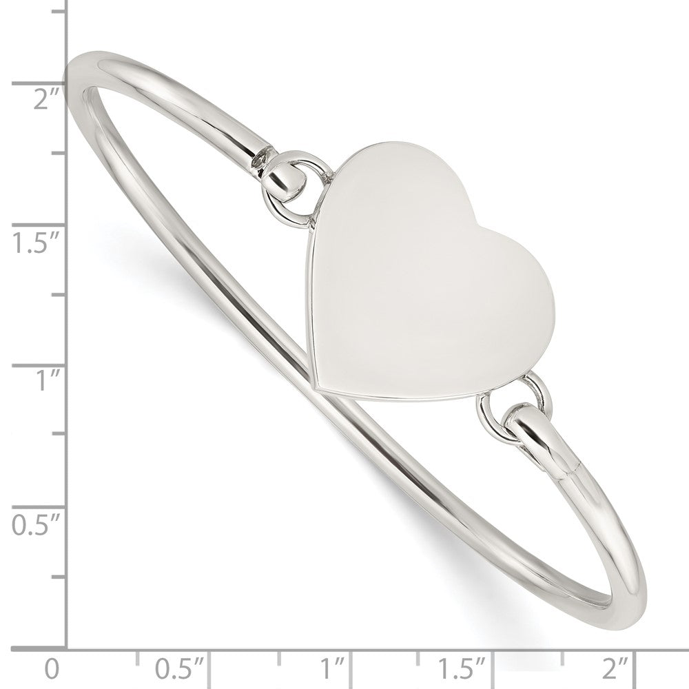 Sterling Silver Polished Engravable Heart Bangle QB1137
