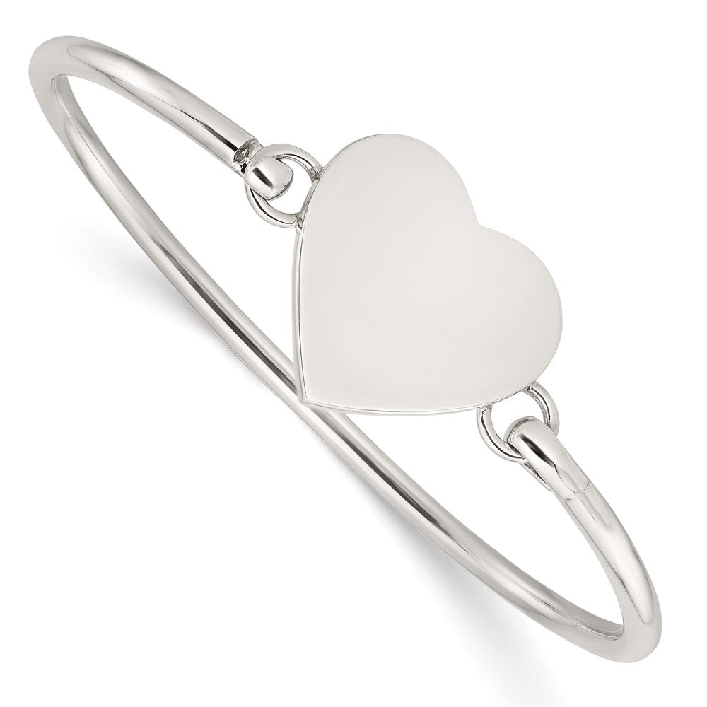 Sterling Silver Polished Engravable Heart Bangle QB1137