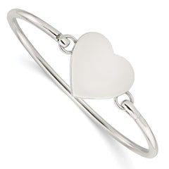 Sterling Silver Polished Engravable Heart Bangle QB1137