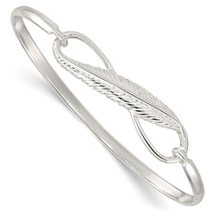 Sterling Silver Infinity w/Feather Bangle Bracelet QB1139