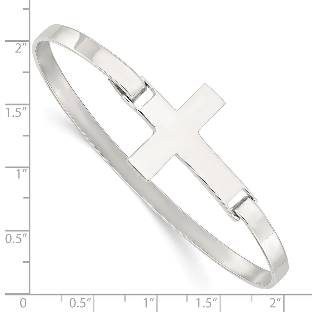 Sterling Silver Polished Cross Bangle QB1144