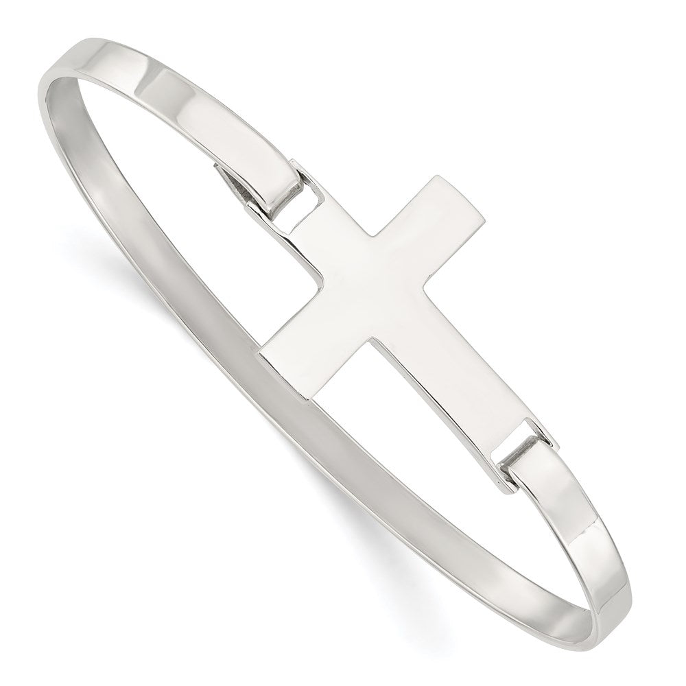 Sterling Silver Polished Cross Bangle QB1144