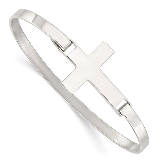 Sterling Silver Polished Cross Bangle QB1144