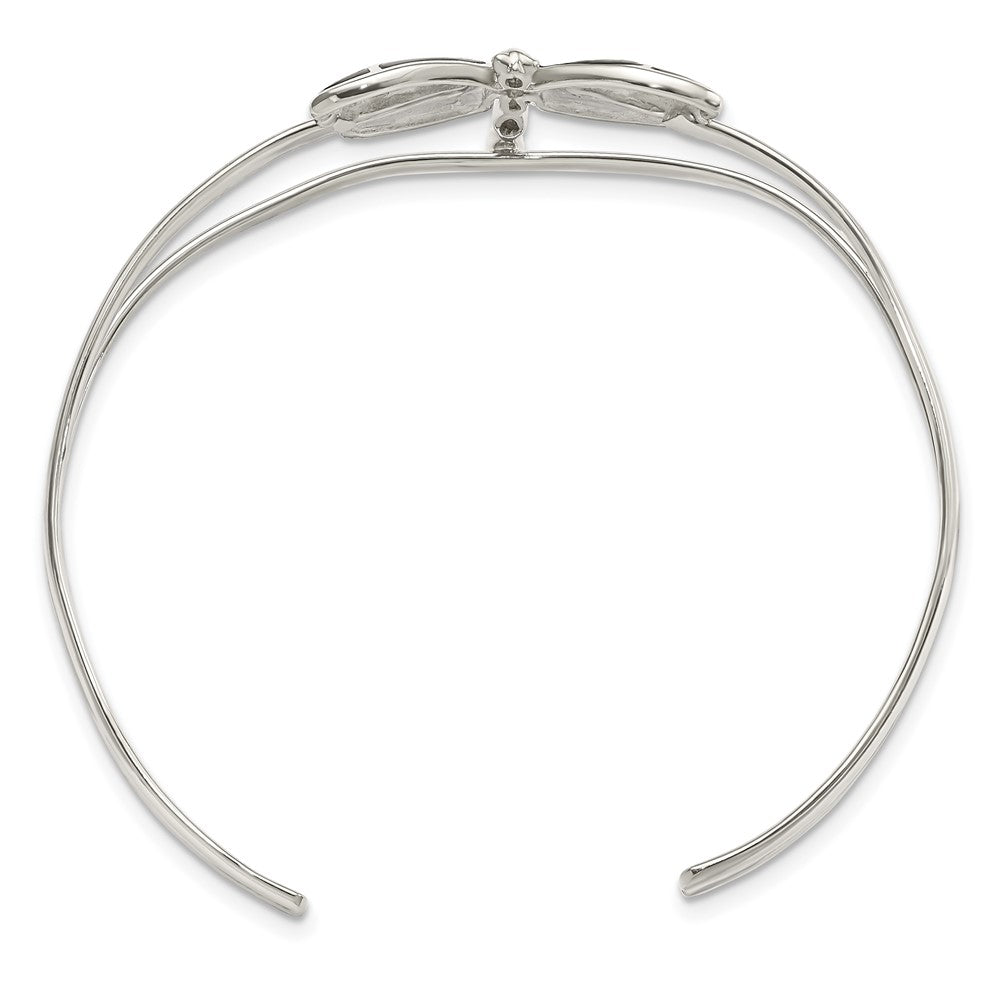 Sterling Silver Abalone Dragonfly Bangle Bracelet QB1161