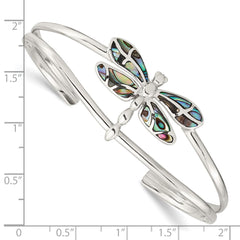 Sterling Silver Abalone Dragonfly Bangle Bracelet QB1161