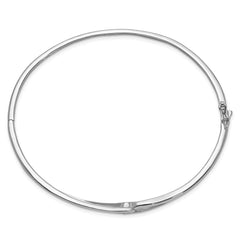 Sterling Silver Rhodium-plated CZ Hinged Bangle QB1169