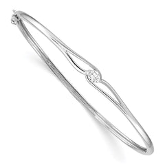 Sterling Silver Rhodium-plated CZ Hinged Bangle QB1169