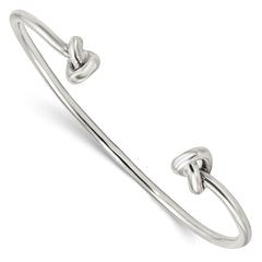 Sterling Silver Polished Knotted Ends Cuff Bangle QB1175