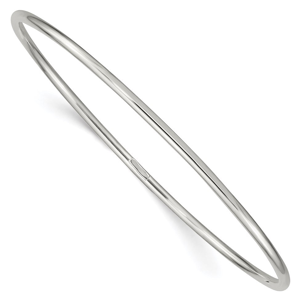 Sterling Silver Rhodium-plated 2mm Slip-on Bangle Bracelet QB119