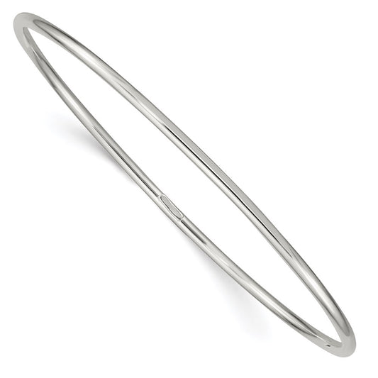 Sterling Silver Rhodium-plated 2mm Slip-on Bangle Bracelet QB119