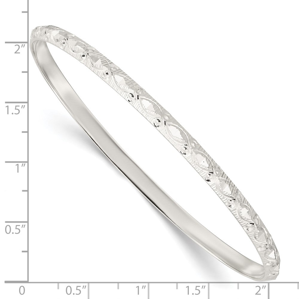 Sterling Silver Diamond Cut Patterned Slip-on Bangle QB1222