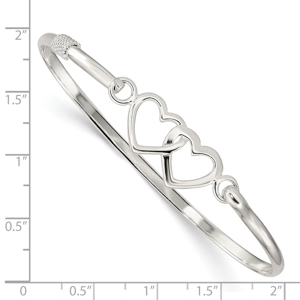 Sterling Silver Polished Heart Bangle QB1234