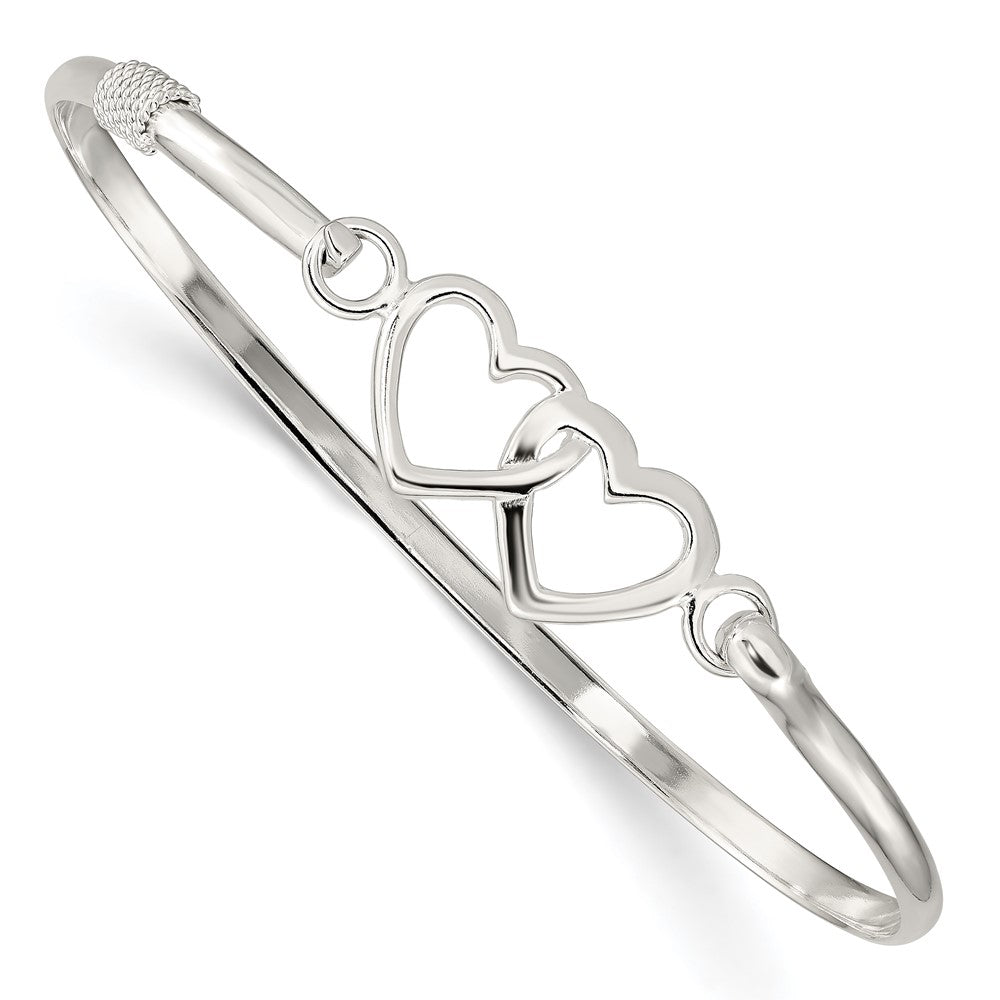 Sterling Silver Polished Heart Bangle QB1234
