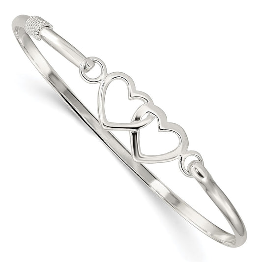 Sterling Silver Polished Heart Bangle QB1234