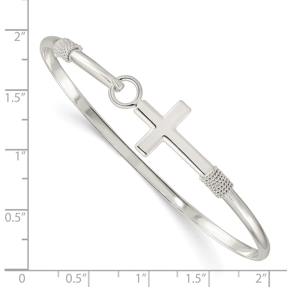 Sterling Silver Polished Cross Bangle QB1249