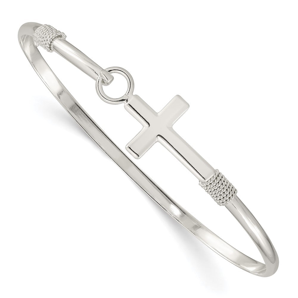 Sterling Silver Polished Cross Bangle QB1249