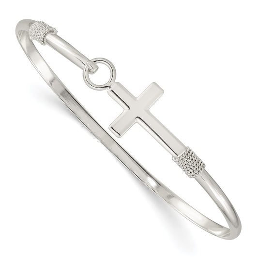 Sterling Silver Polished Cross Bangle QB1249