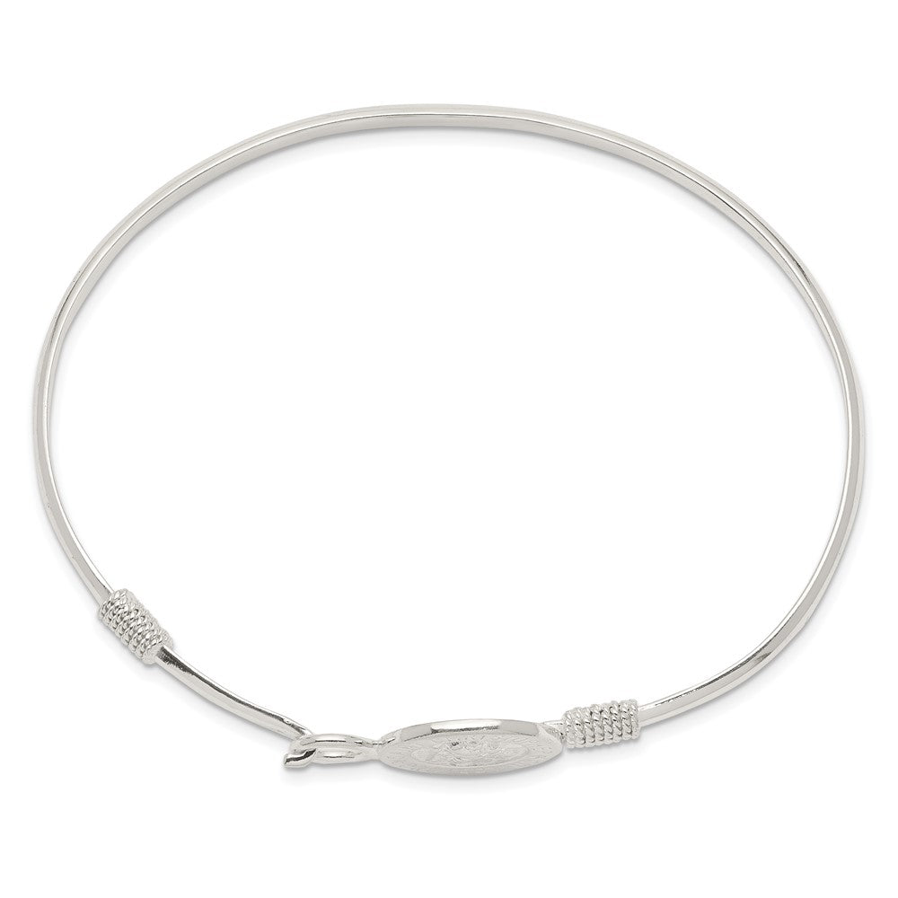 Sterling Silver Polished Saint Christopher Bangle QB1251