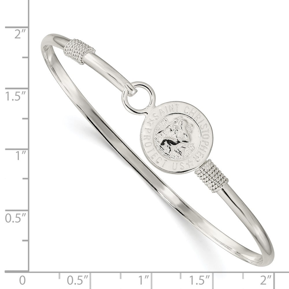 Sterling Silver Polished Saint Christopher Bangle QB1251
