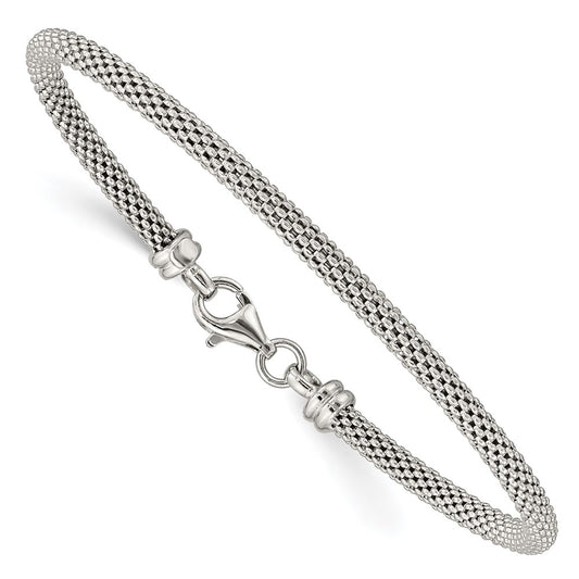 Sterling Silver Textured w/Clasp Bangle QB1252