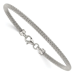 Sterling Silver Textured w/Clasp Bangle QB1252