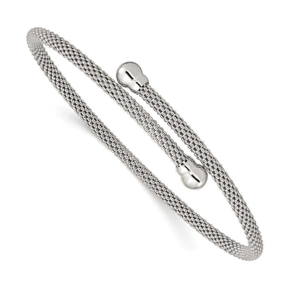 Sterling Silver Textured Flexible Bangle QB1253