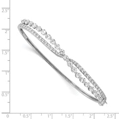 Sterling Silver Rhodium-plated Criss Cross CZ Hinged Bangle QB1264