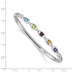 Sterling Silver Rhodium-plated Multi-gemstone Hinged Bangle QB1302