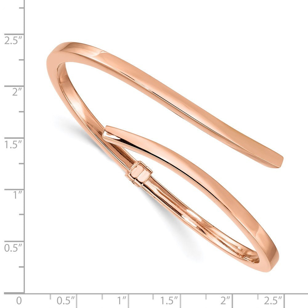 Sterling Silver Rose-tone Polished Bypass Hinged Bangle QB1311