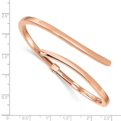Sterling Silver Rose-tone Polished Bypass Hinged Bangle QB1311