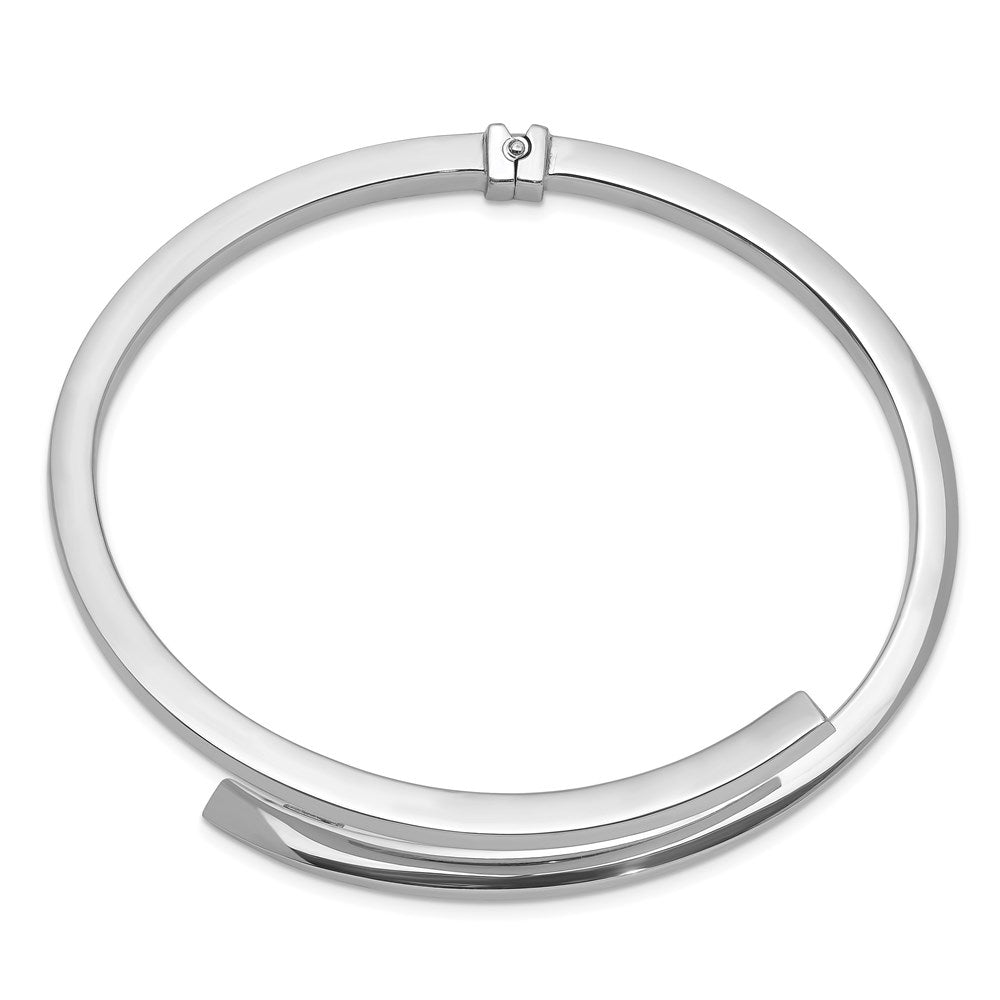 Sterling Silver Rhodium-plated Polished Bypass Hinged Bangle QB1313