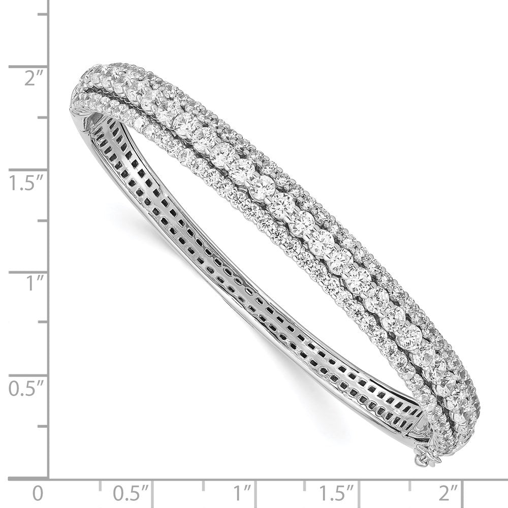 Sterling Shimmer Sterling Silver Rhodium-plated 116 Stone CZ Hinged Bangle Bracelet QB1344