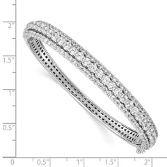 Sterling Shimmer Sterling Silver Rhodium-plated 116 Stone CZ Hinged Bangle Bracelet QB1344