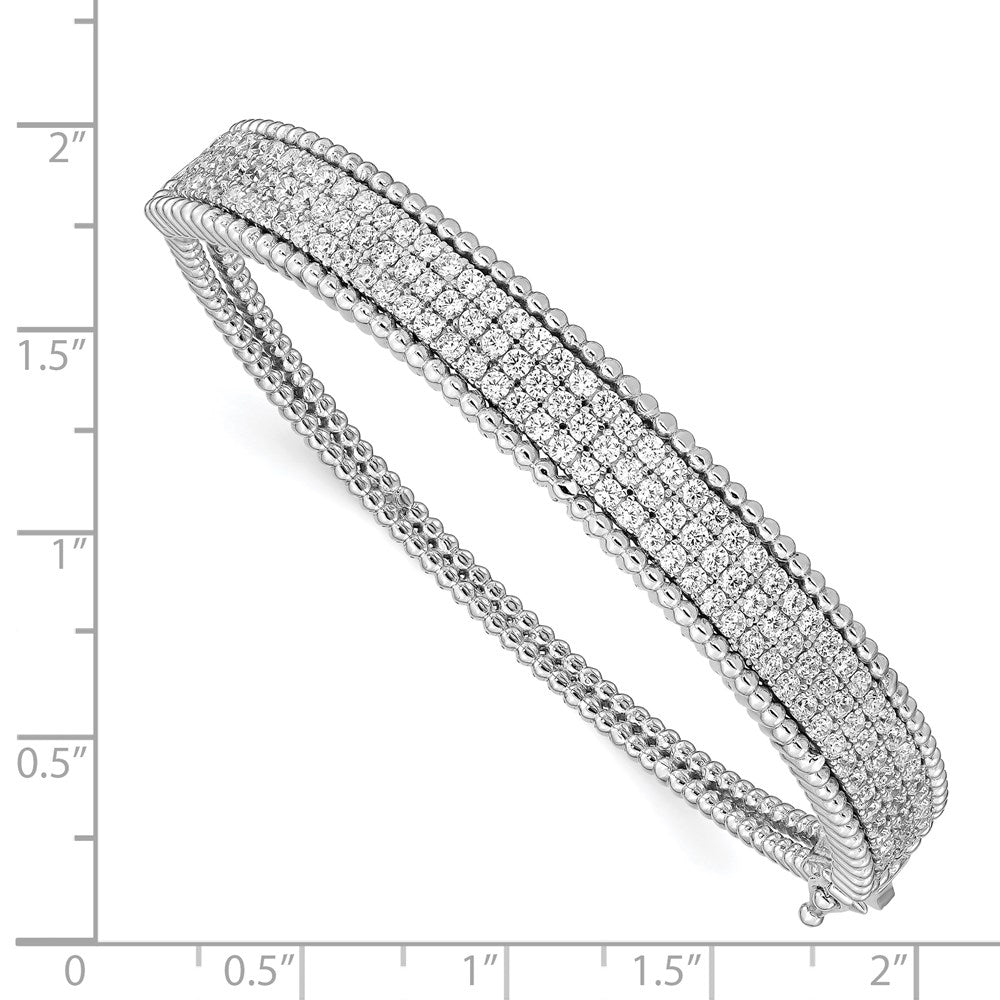 Sterling Shimmer Sterling Silver Rhodium-plated 137 Stone CZ Hinged Bangle Bracelet QB1345