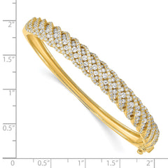 Sterling Shimmer Sterling Silver Gold-tone Flash Gold-plated 349 Stone CZ Hinged Bangle Bracelet QB1350