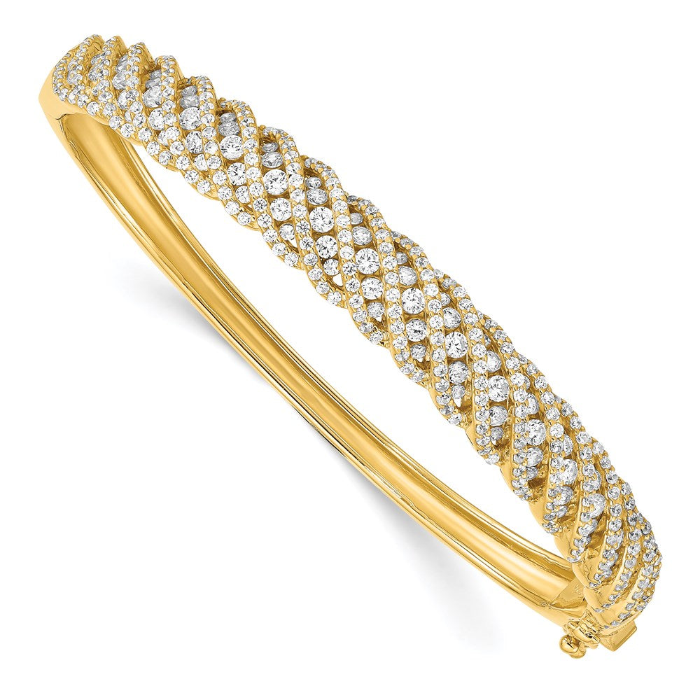 Sterling Shimmer Sterling Silver Gold-tone Flash Gold-plated 349 Stone CZ Hinged Bangle Bracelet QB1350