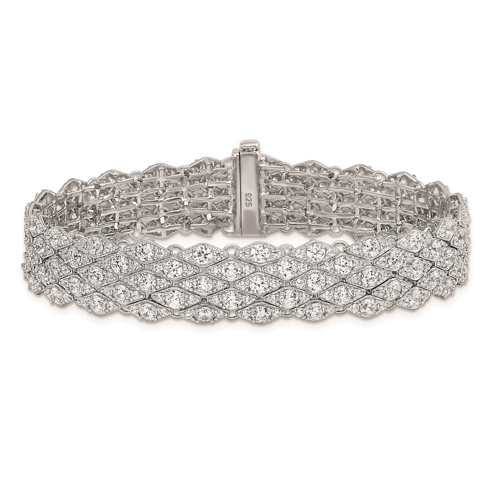Sterling Shimmer Sterling Silver Rhodium-plated 6.75 inch 315 Stone CZ Mesh Bracelet QB1358-6.75