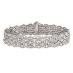Sterling Shimmer Sterling Silver Rhodium-plated 6.75 inch 315 Stone CZ Mesh Bracelet QB1358-6.75