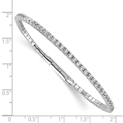 Sterling Shimmer Sterling Silver Rhodium-plated 65 Stone CZ Flexible Bangle Bracelet QB1361