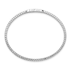 Sterling Shimmer Sterling Silver Rhodium-plated 85 Stone 1.7mm CZ 7 inch Flexible Bangle Bracelet QB1362