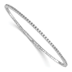 Sterling Shimmer Sterling Silver Rhodium-plated 85 Stone 1.7mm CZ 7 inch Flexible Bangle Bracelet QB1362