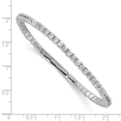 Sterling Shimmer Sterling Silver Rhodium-plated 51 Stone CZ Flexible Bangle Bracelet QB1363