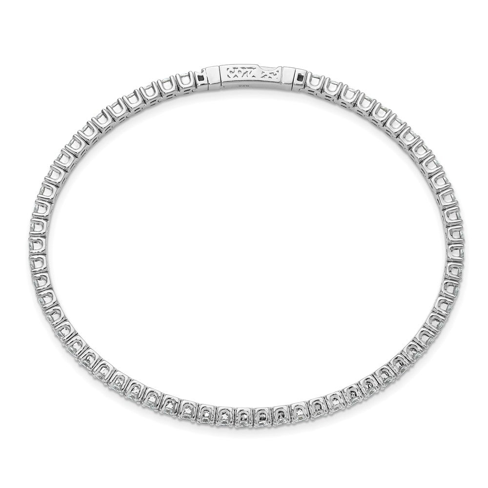 Sterling Silver Rhodium-plated CZ 8in Flexible Bangle Bracelet QB1363-8