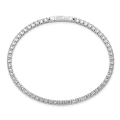 Sterling Silver Rhodium-plated CZ 8in Flexible Bangle Bracelet QB1363-8