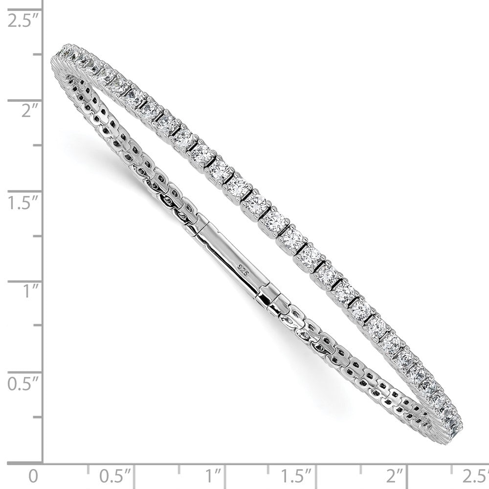 Sterling Silver Rhodium-plated CZ 8in Flexible Bangle Bracelet QB1363-8