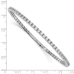Sterling Silver Rhodium-plated CZ 8in Flexible Bangle Bracelet QB1363-8