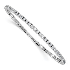 Sterling Silver Rhodium-plated CZ 8in Flexible Bangle Bracelet QB1363-8